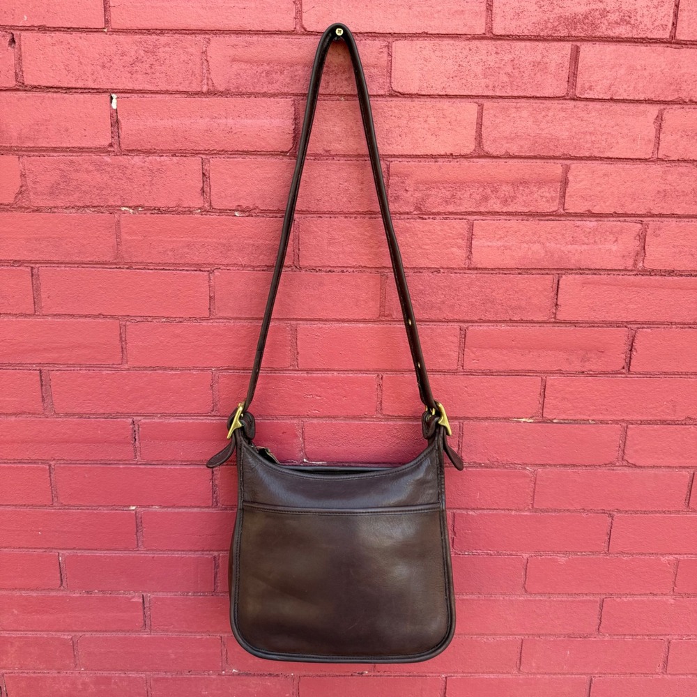 Vintage Coach Brown Leather Legacy Crossbody Bag 9966 Brass Hardware